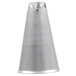 A close-up of a silver cone-shaped Ateco 106 drop flower piping tip.