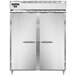 A white Continental reach-in refrigerator with two stainless steel doors and handles.