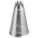 A silver metal cone with the number 21 on it.