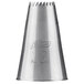 A close-up of a silver Ateco 172 Drop Flower Piping Tip nozzle.