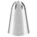 A silver metal Ateco 855 closed star piping tip nozzle with a hole.