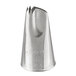 An Ateco silver metal ruffle piping tip with a hole in the end.
