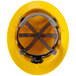 A Cordova Safety Yellow hard hat with black straps.