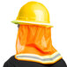 A person wearing a yellow Cordova Duo full-brim hard hat and a reflective vest.