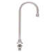 A Fisher stainless steel deck-mounted faucet with a swivel gooseneck nozzle.