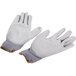 A pack of Cordova gray nylon gloves with gray polyurethane palms.