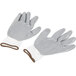 A pair of grey Cordova warehouse gloves with white handles.