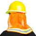 A person wearing a Cordova yellow hard hat and a reflective vest.