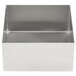 A Tablecraft stainless steel square bowl with straight sides on a white background.