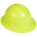 A close up of a yellow Cordova Duo Safety hard hat with a white background.