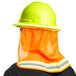 A person wearing a Cordova Duo Safety hard hat and a reflective safety vest.
