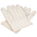 A pack of white Cordova cotton work gloves with red stripes.