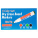A blue box of Aarco dry erase markers with a white marker and red and blue text on it.