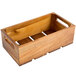 A Tablecraft acacia wood crate with four compartments and handles.