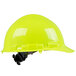 A Cordova Hi-Vis green hard hat with a black plastic cap and clip.
