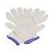 A pair of Cordova medium weight natural cotton work gloves with blue trim.