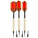 Three Arachnid soft tip darts with red and black stripes.