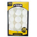 A package of white Stiga ping pong balls.