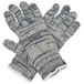A pair of Cordova medium weight knit work gloves in gray and white.