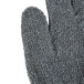 A close-up of a gray Cordova jersey glove with a black thumb.