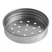A round, metallic lid with multiple evenly spaced holes on the top surface.
