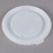 A white plastic Cambro lid with text and a logo.