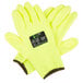 A pair of Cordova heavy duty work gloves with a yellow and black palm.