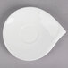A white Villeroy & Boch porcelain saucer with a small hole in the middle.