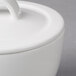 A close-up of a Villeroy & Boch white porcelain covered sugar bowl.