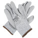 A pair of Cordova gray gloves with white trim on a white background.