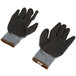 Gray Polyester / Cotton Grip Gloves with Black Latex Crinkle Palm Coating - 12/Pack Main Thumbnail 3