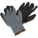 A pair of Cordova gray and black warehouse gloves on a white background.