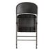 A Lancaster Table & Seating black contoured folding chair with a charcoal frame.