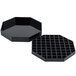 A black octagonal drip tray with a removable grid.