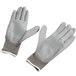 A pair of medium Cordova gray nylon gloves with gray polyurethane palms.