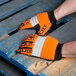 Colossus Hi-Vis Orange Spandex Gloves with Black Synthetic Leather Palm and TPR Protectors - Pair Main Thumbnail 1