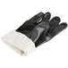 A pair of black Cordova sandpaper gloves with white jersey lining.