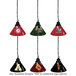 A black lamp shade with a red and yellow NCAA logo.
