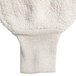 A pair of white terry work gloves with a knit cuff.
