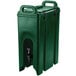 A green plastic Cambro Camtainer with a handle.