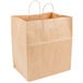 Duro Super Royal Natural Kraft Paper Shopping Bag with Handles 14" x 10" x 15 3/4"   - 200/Bundle