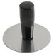 A black metal cylinder with a black knob on top.