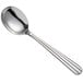 An Acopa Harmony stainless steel bouillon spoon with a handle.