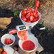 A Weston Roma food strainer being used to make tomato juice.