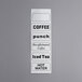 Choice white beverage dispenser labels with black text for coffee, punch, ice water, and tea.