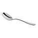 An Acopa Benson stainless steel bouillon spoon with a silver handle.