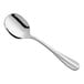 An Acopa Benson stainless steel bouillon spoon with a silver handle and spoon.