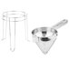 A Weston stainless steel China cap strainer and pestle set.