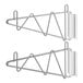 Two metal Regency wall mounting brackets with hooks on them.