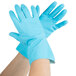 Premium 18-Mil Blue Embossed Unsupported Latex Gloves with Cotton Flock Lining - 12/Pack Main Thumbnail 5